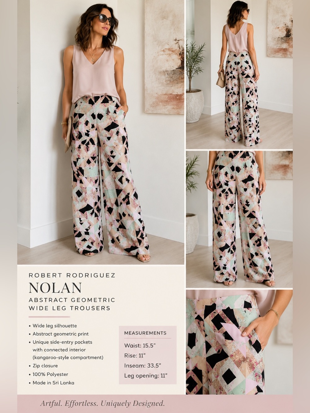 Robert Rodriguez Nolan Abstract Geometric Wide Leg Trousers Size 6